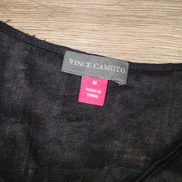 Vince Camuto size M Blouse Top 100% Linen Shirt Sleeveless Oversize Buttons - Picture 2 of 5